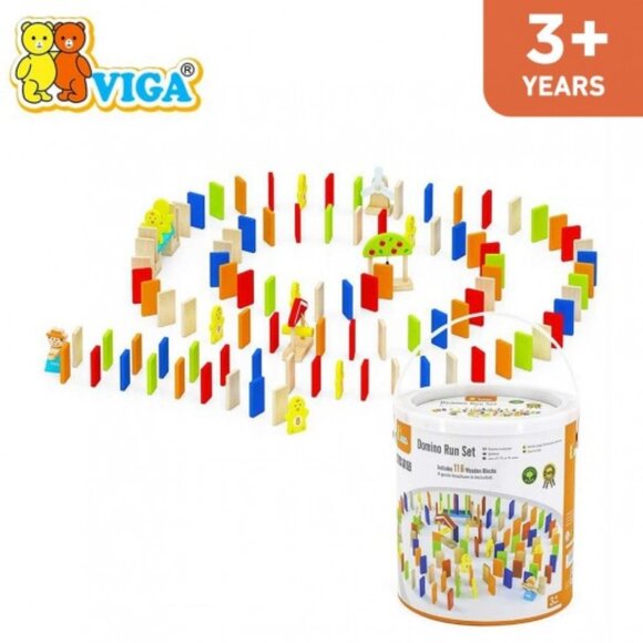Viga Colorful Wooden Domino Run Set 116 Pcs New Sealed - Picture 3 of 16